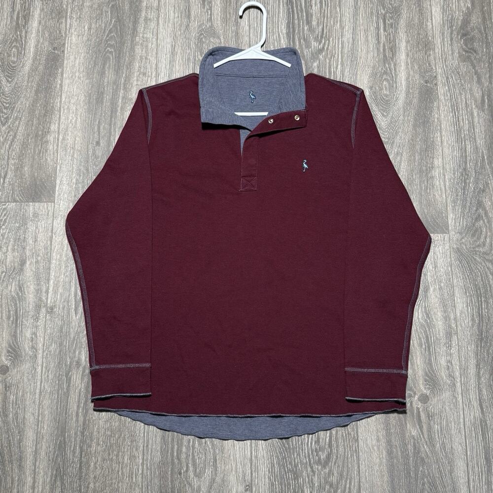 Tailorbyrd Reversible Henley Quarter Snap Sweatshirt Mens Large Burgundy Gray
